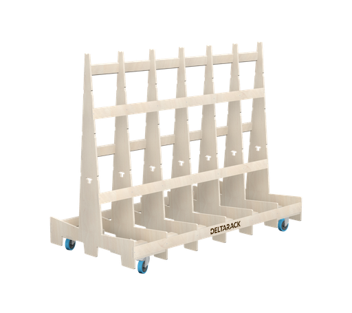 [TR110.220.125SBF] Glaswagen - Plattenwagen - TR110.220 (8, 7 Ständer, Keine Grundplatte, 2x Wirbelbremse, 2x Fest, 125 mm, 149 cm (SR))